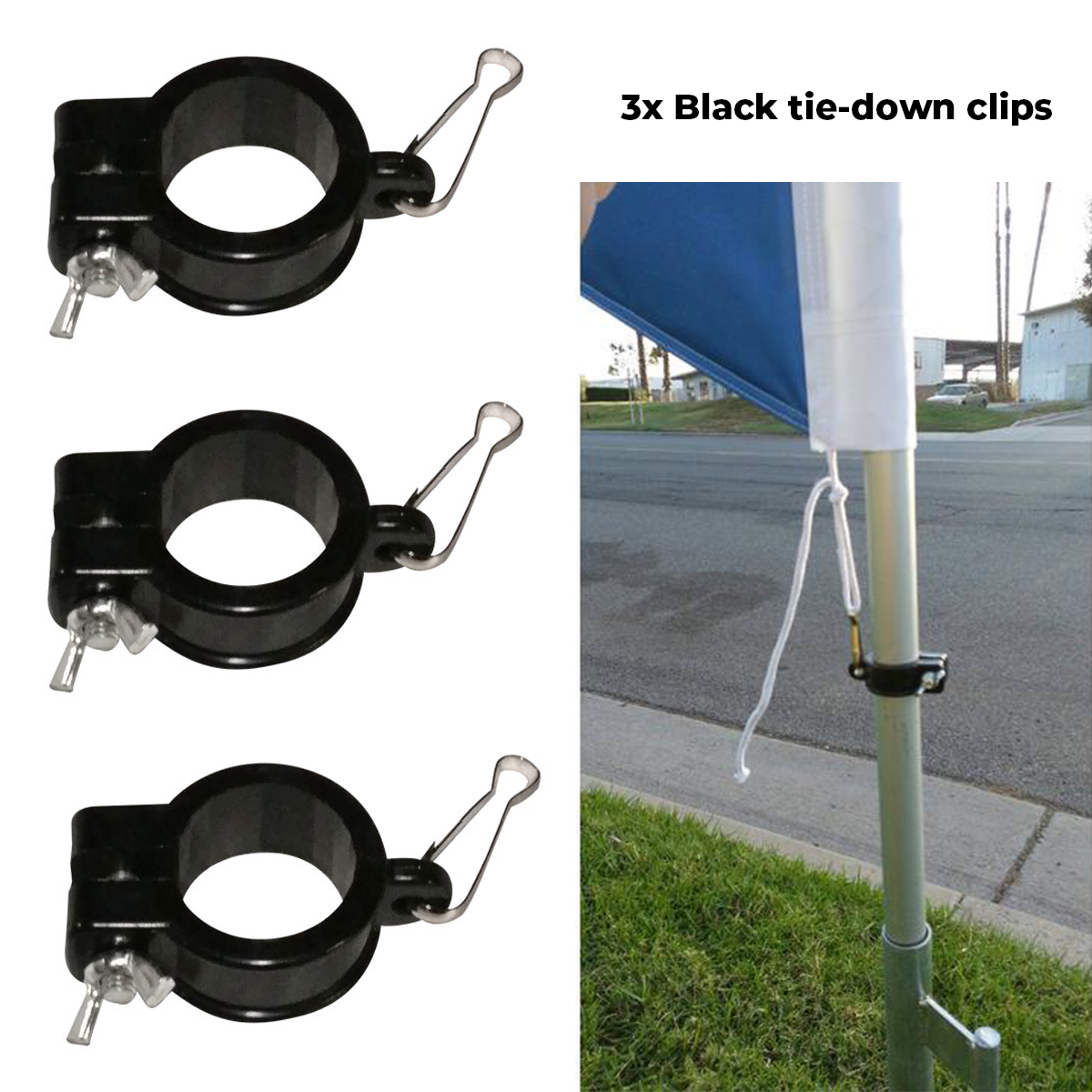 Feather Flag Pole Kit, 3 Pack of Aluminum Swooper Flag Pole Kits, Tie Down Clips, with Ground Stakes - Image 2