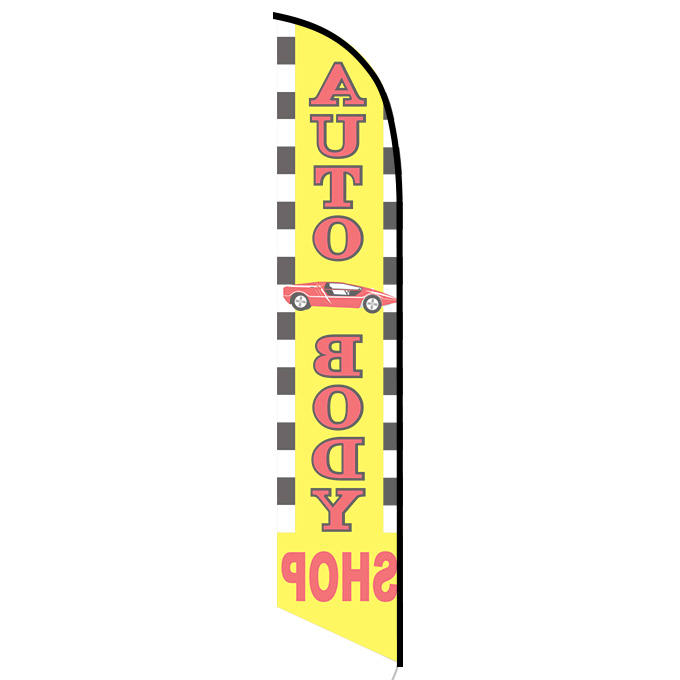 Auto Body Shop with Car Graphic Feather Flag - Image 2