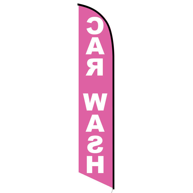 Car wash pink white banner flag