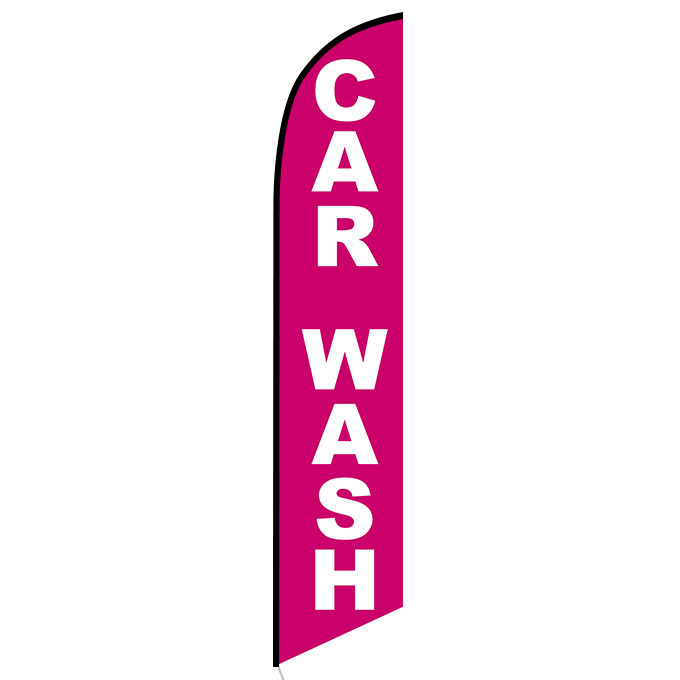 Car wash pink white banner flag