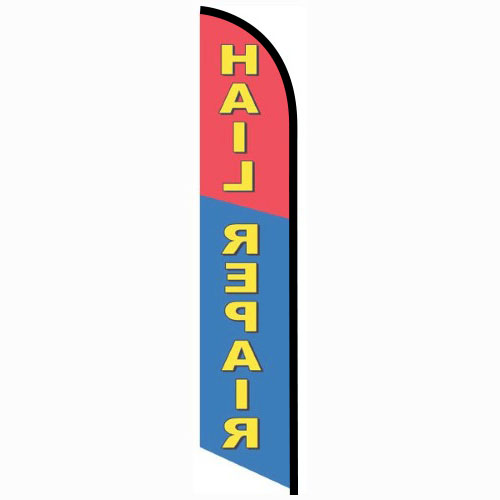 Hail Repair blue and red Feather Banner Flag FFN-5695