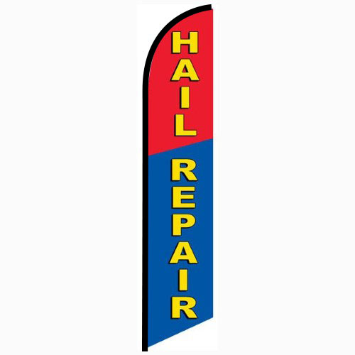 Hail Repair blue and red Feather Banner Flag FFN-5695