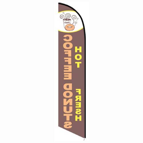 Hot Coffee Fresh Donuts Feather Flag