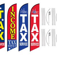 Tax Service Feather Flags – Pack of 4 with Poles & Ground Spike