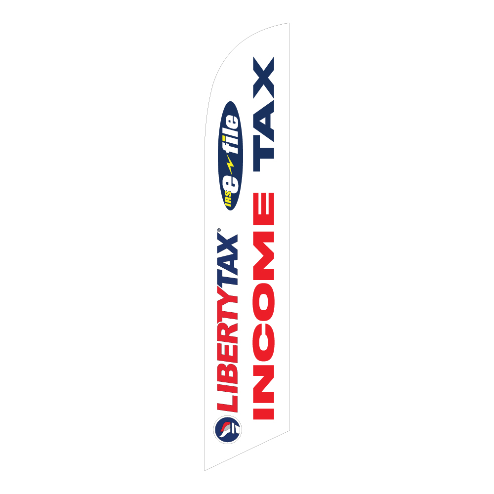 Liberty Income Tax White Feather Flag with Ground Spike - Image 2