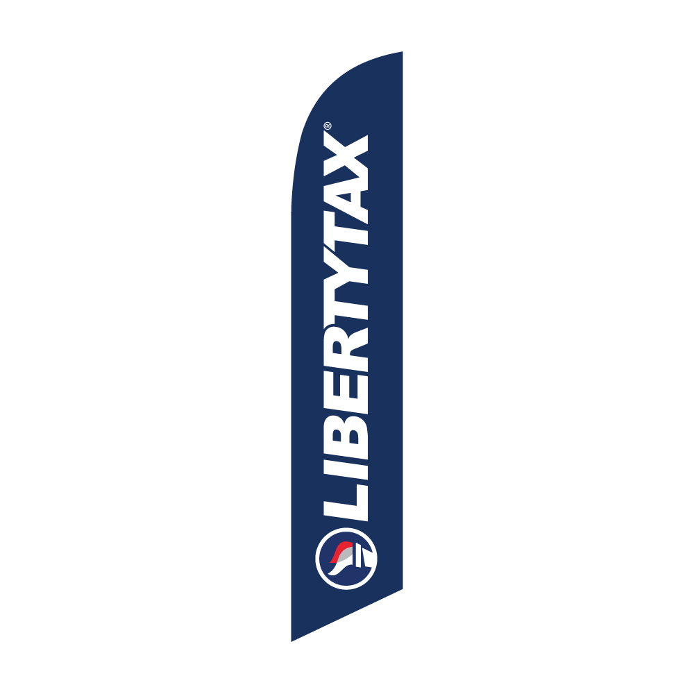 Liberty Tax Blue Feather Flag with Ground Spike - Image 2