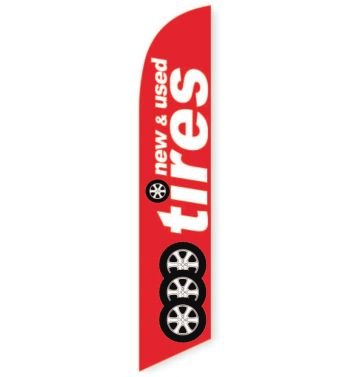New and Used Tires (Red) Feather Flag