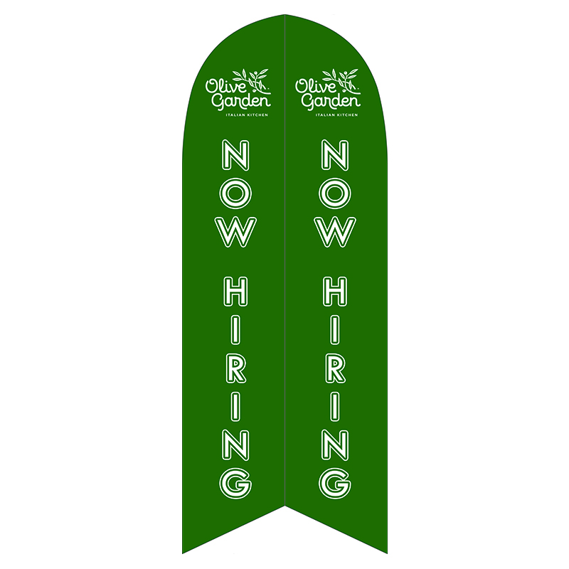 Olive Garden Now Hiring Feather Flag with poles and ground spike outdoor advertising