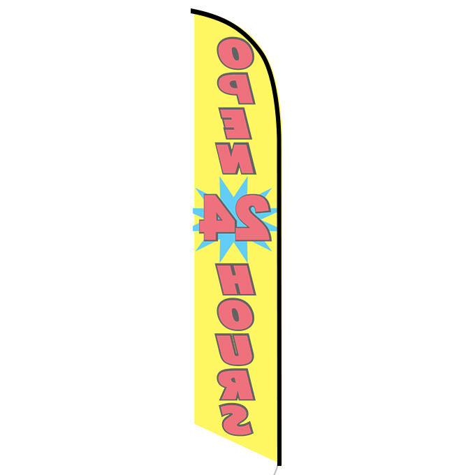 Open 24 Hours (yellow) Feather flag - Image 2