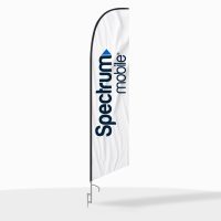 Spectrum Mobile White Feather Flag with Ground Spike