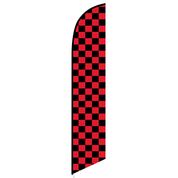 Solid Black and Red Checkers Feather Banner Flag
