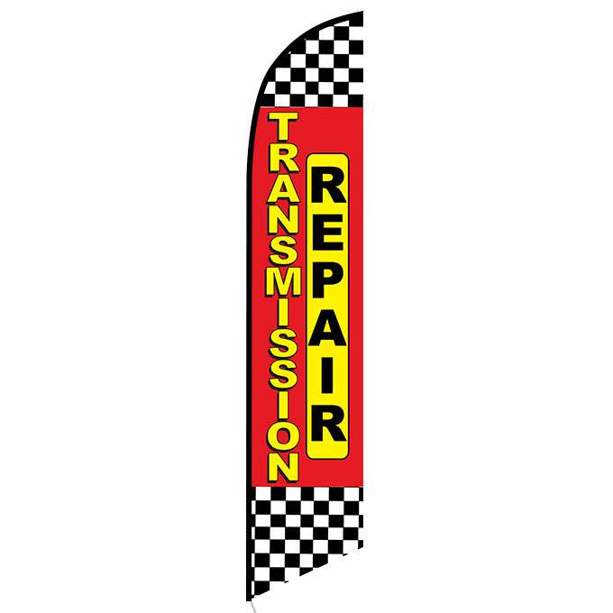 Transmission Repair red checkered Banner Flag
