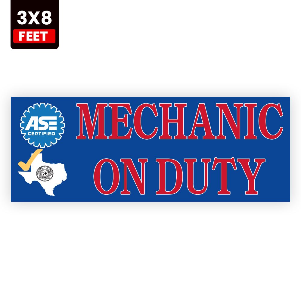 ASE Certified Mechanic on Duty Vinyl Banner - Image 3