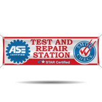 ASE Certified Test and Repair Smog Station Vinyl Banner