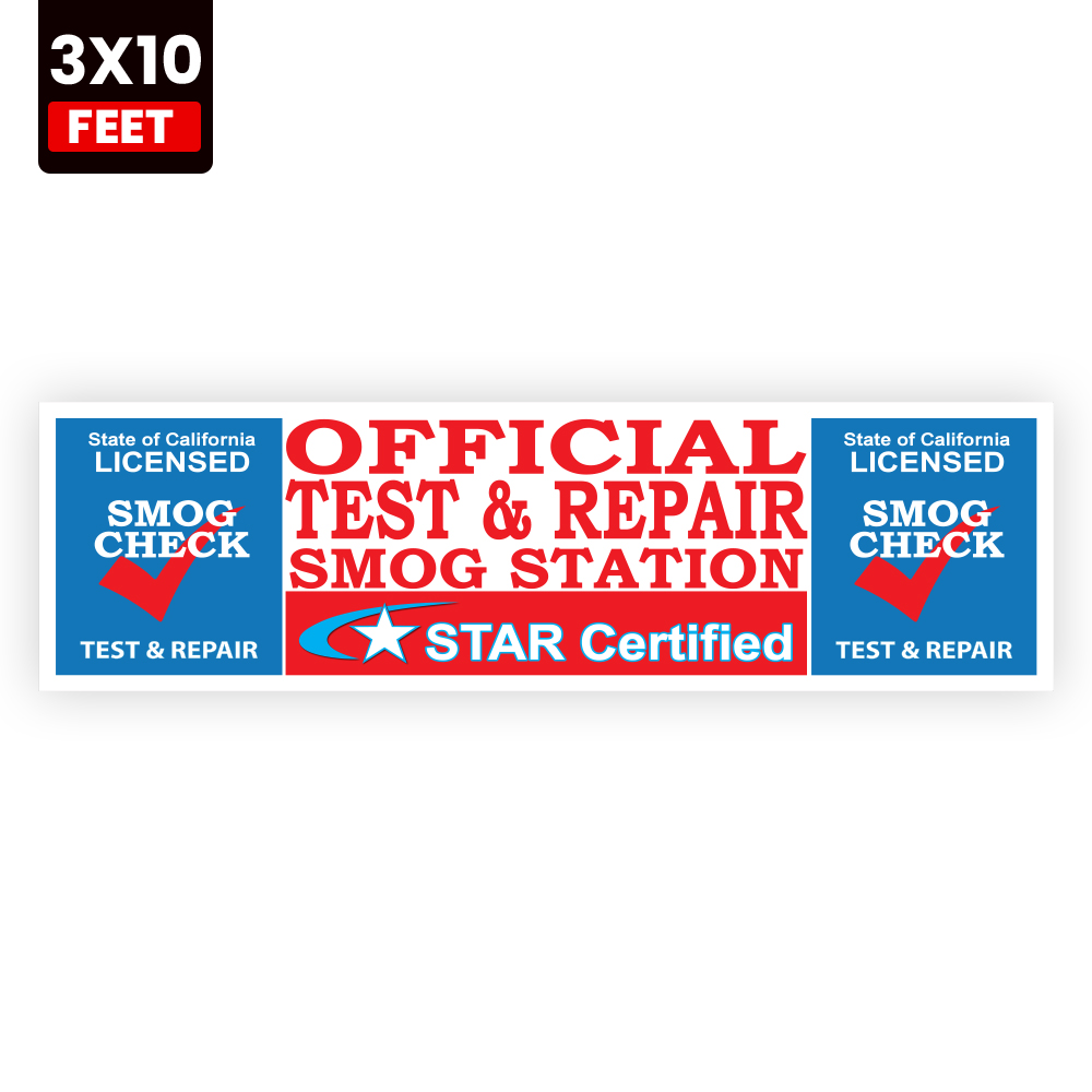 California Licensed Test and Repair Smog Station Vinyl Banner - Image 4