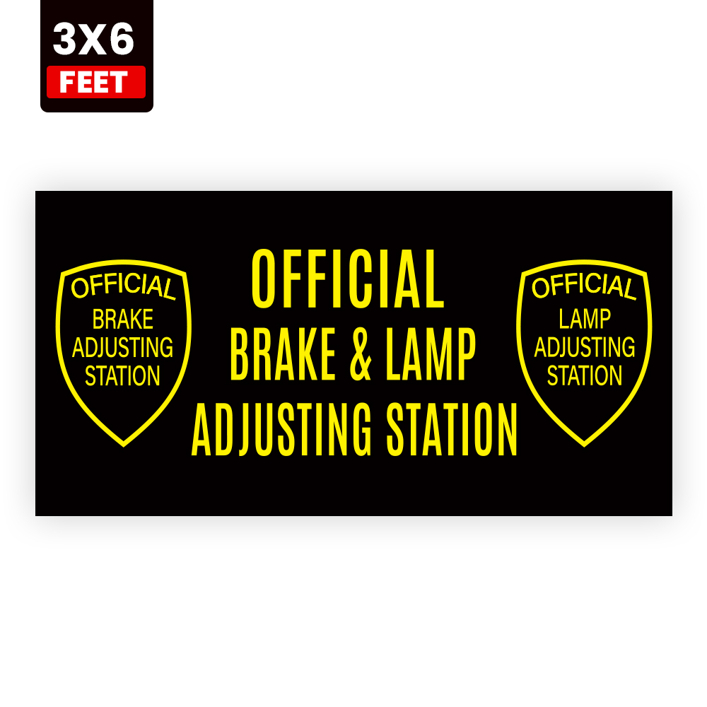 Certified Brake and Lamp Adjusting Station 3x6 vinyl banner for auto repair shops
