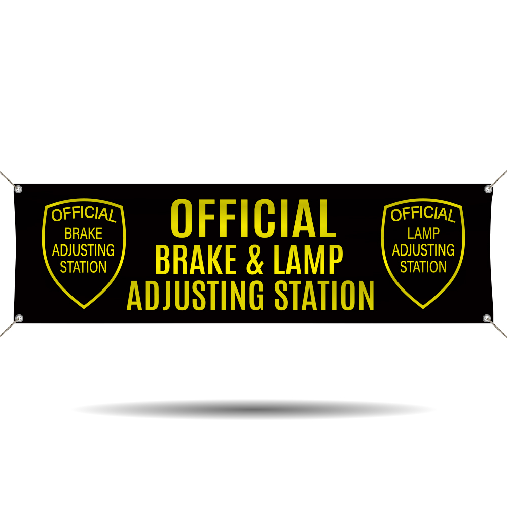 Certified Brake and Lamp Adjusting Station vinyl banner for authorized inspection facilities
