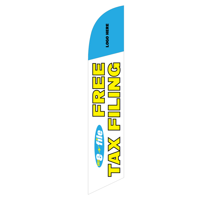 Free Tax Filing with Logo Customization Feather Flag with Ground Spike - Image 2