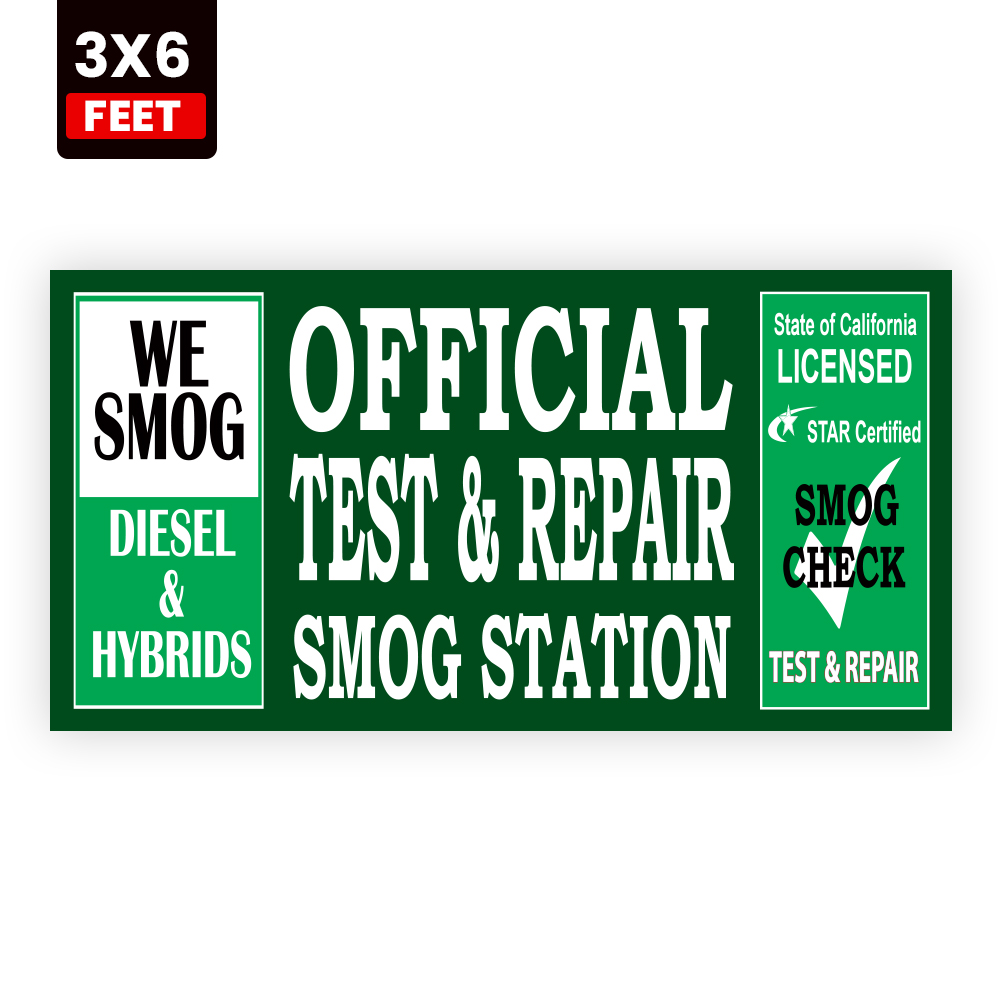 Green Official Test and Repair Smog Station Vinyl Banner - Image 2