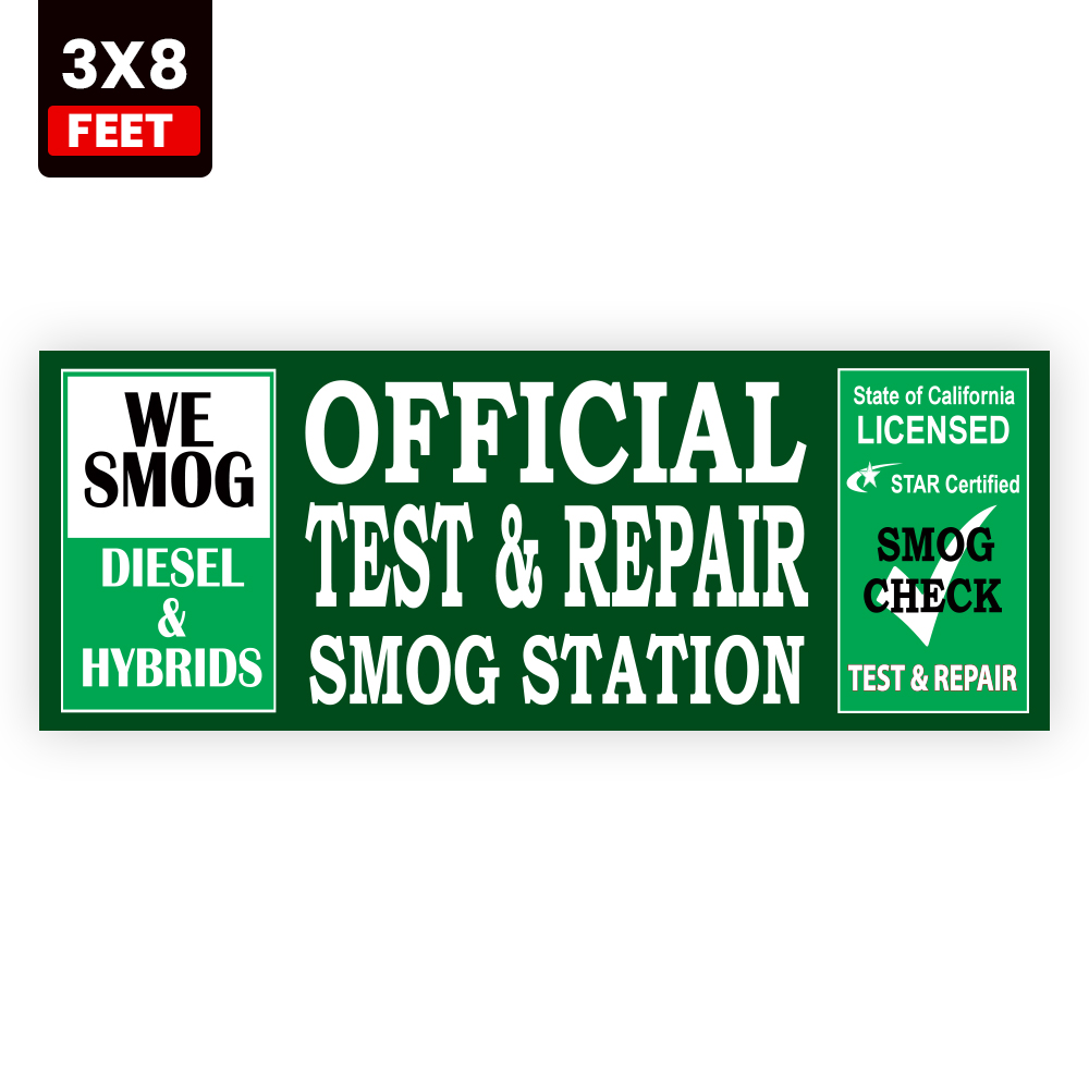 Green Official Test and Repair Smog Station Vinyl Banner - Image 3