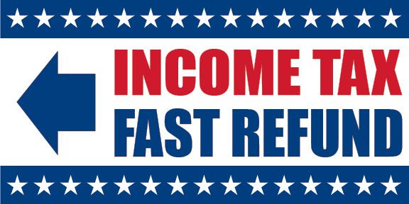 Income Tax Sign Banner With Stars