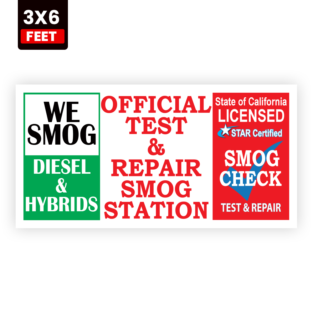 Licensed Test and Repair Smog Station for Diesel and Hybrids Vinyl Banner - Image 2