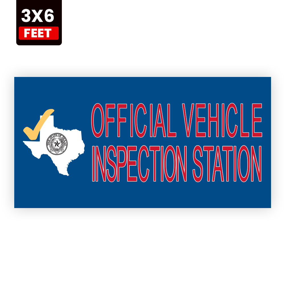 Official Texas Vehicle Inspection Station Vinyl Banner - Image 2