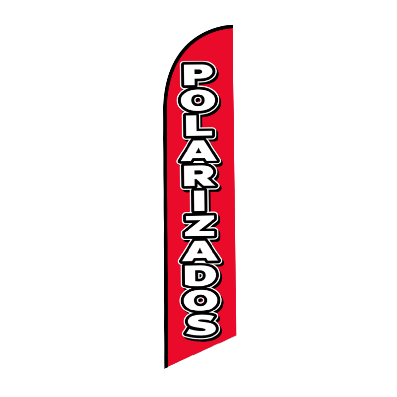 Red Polarizados feather flag for window tinting and car shops