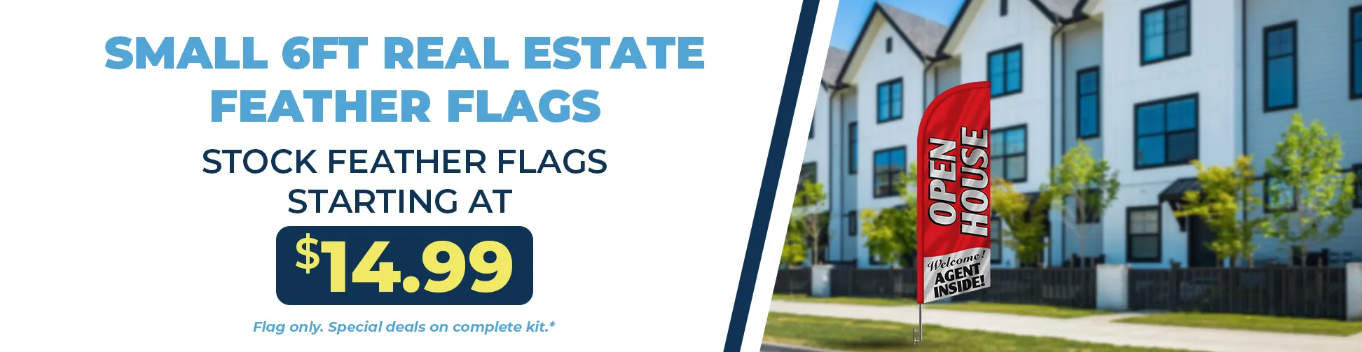 6ft real estate open house feather flags for realtors, property showings, and listing signage