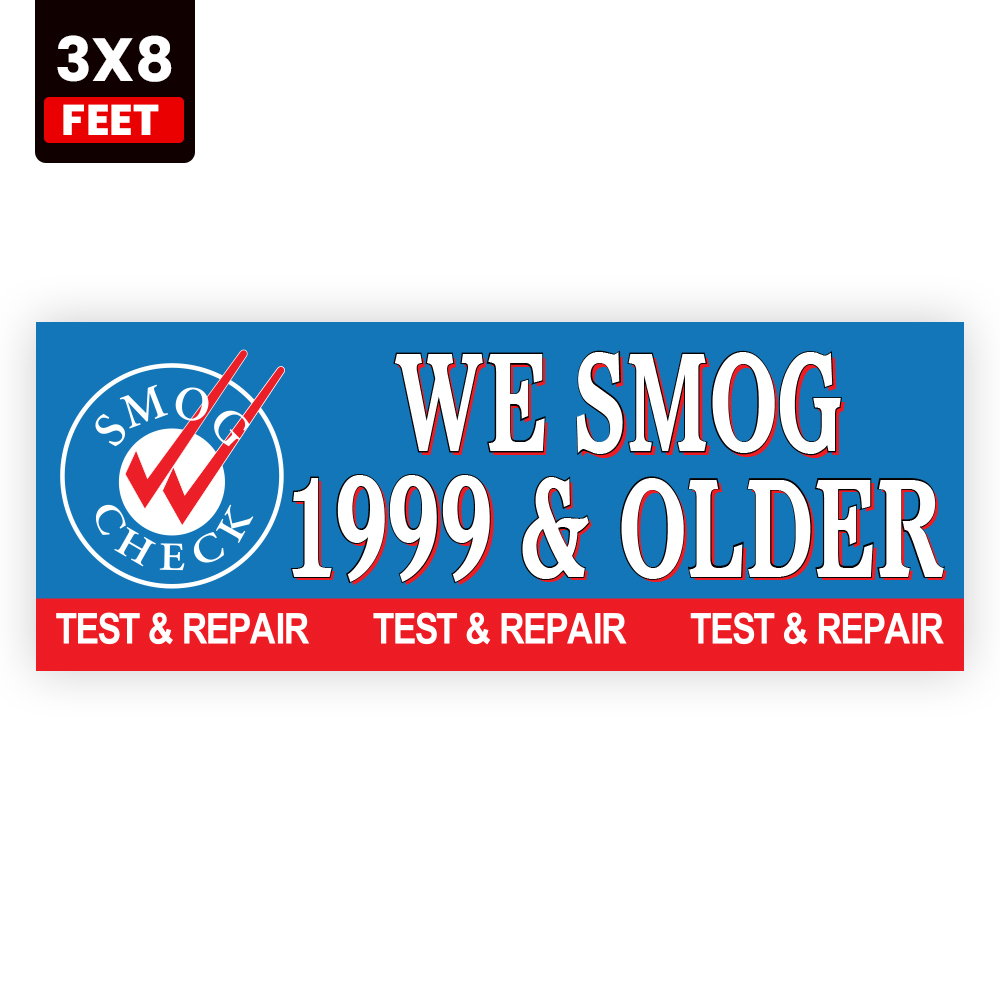 Smog Check for 1999 and Older Vehicles 3x8 vinyl banner for auto repair shops