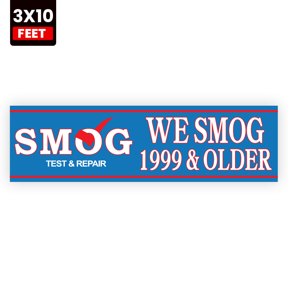 Smog Test and Repair for 1999 and Older Vehicles 3x10 vinyl banner for emissions testing locations