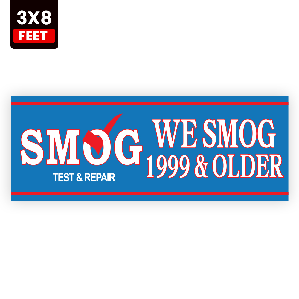 Smog Test and Repair for 1999 and Older Vehicles 3x8 vinyl banner for smog check facilities