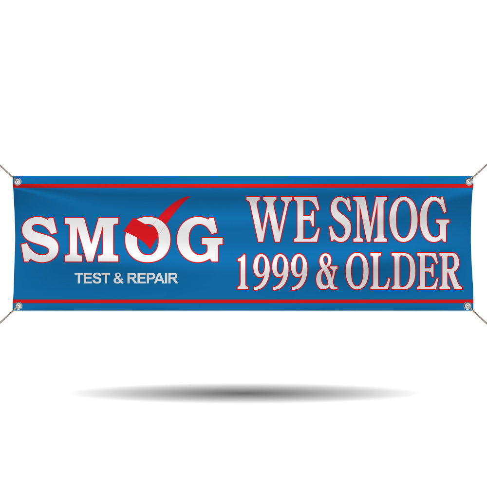 Smog Test and Repair for 1999 and Older Vehicles vinyl banner for smog stations