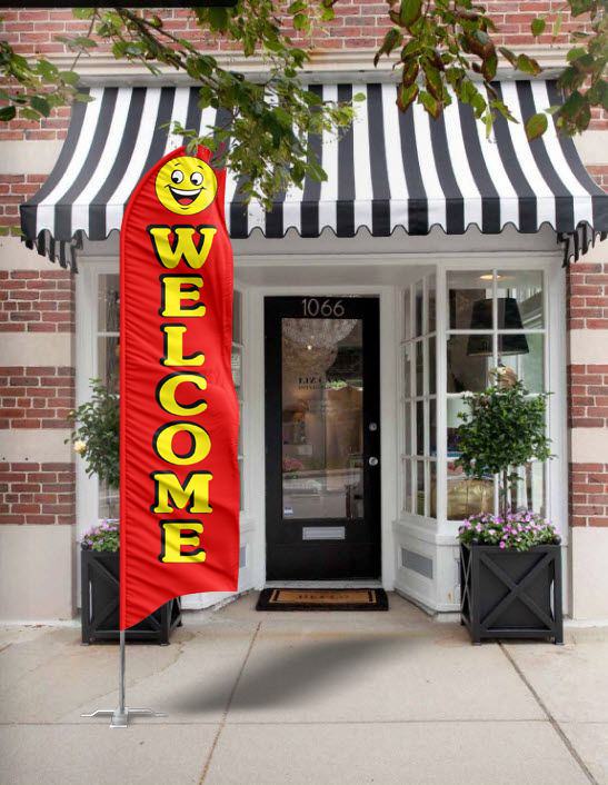 Welcome smiley banner flag