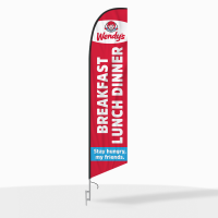 Wendy’s Breakfast Lunch Dinner Feather Flag with Ground Spike