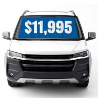 White & Blue Car Windshield Banners | Auto Lot Pricing